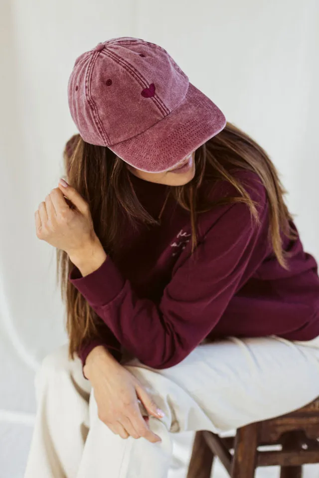 Ella and Rapha Heart Cap cappello bordeaux denim