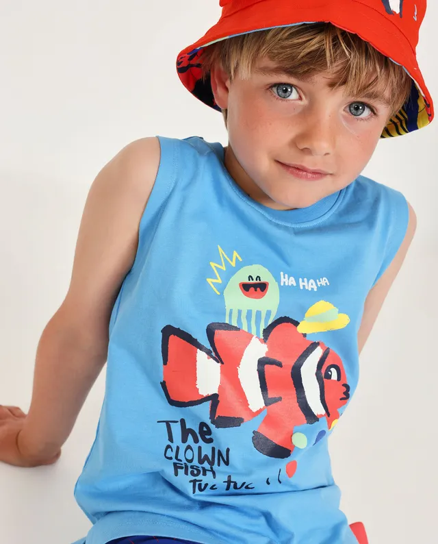 Tuc tuc canotta bambino blu pesce pagliaccio
