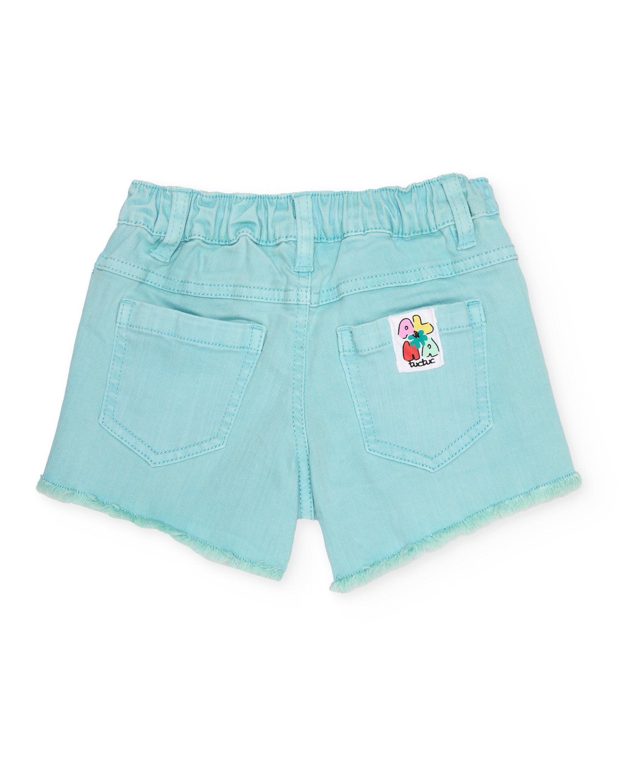 Tuc Tuc shorts denim turchese ricamo floreale