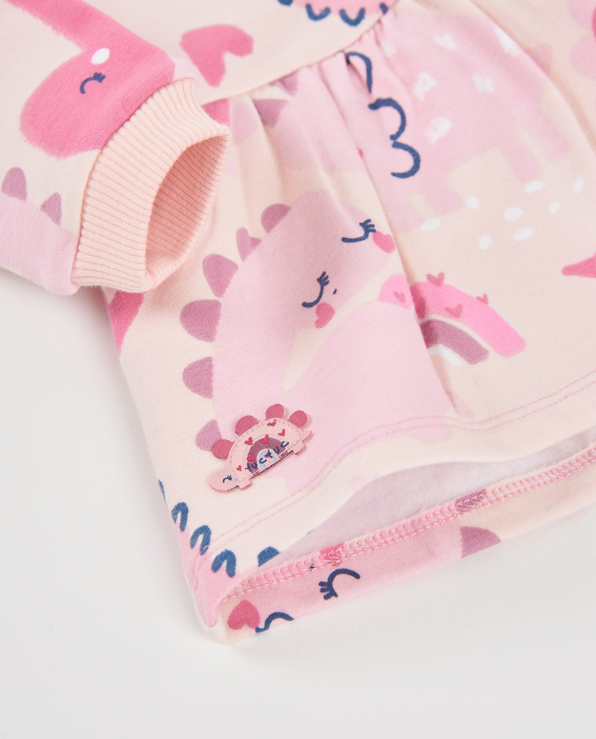 Tuc Tuc vestito neonata ciniglia dinosauro rosa