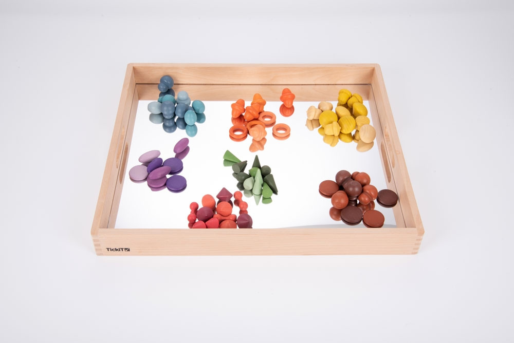 TickiT Vassoio con Manici Specchio 50x43 cm Legno