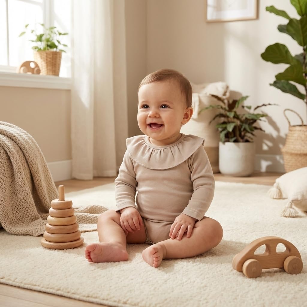 Babidu body neonato manica lunga volant cotone