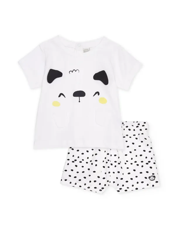 Tuc Tuc completo neonata maglia shorts bianco cagnolino