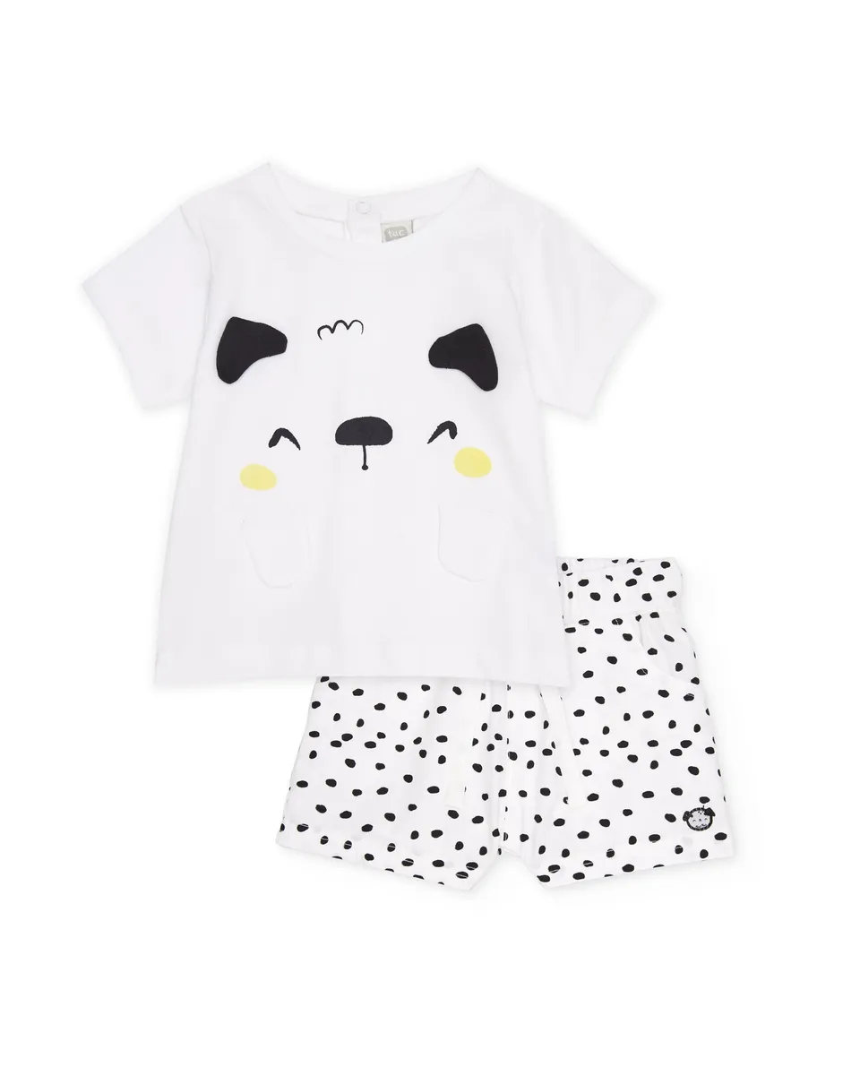 Tuc Tuc completo neonata maglia shorts bianco cagnolino