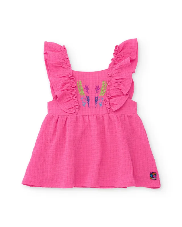 Tuc tuc vestito bimba fucsia ricamo fiori