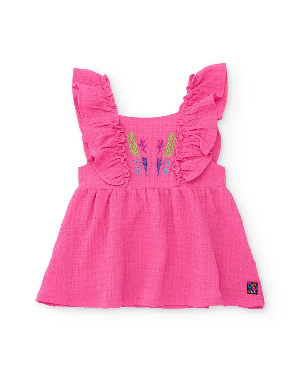 Tuc tuc vestito bimba fucsia ricamo fiori