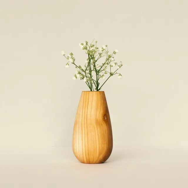 Wooden Story Flower Pot N2 con vetro vaso legno