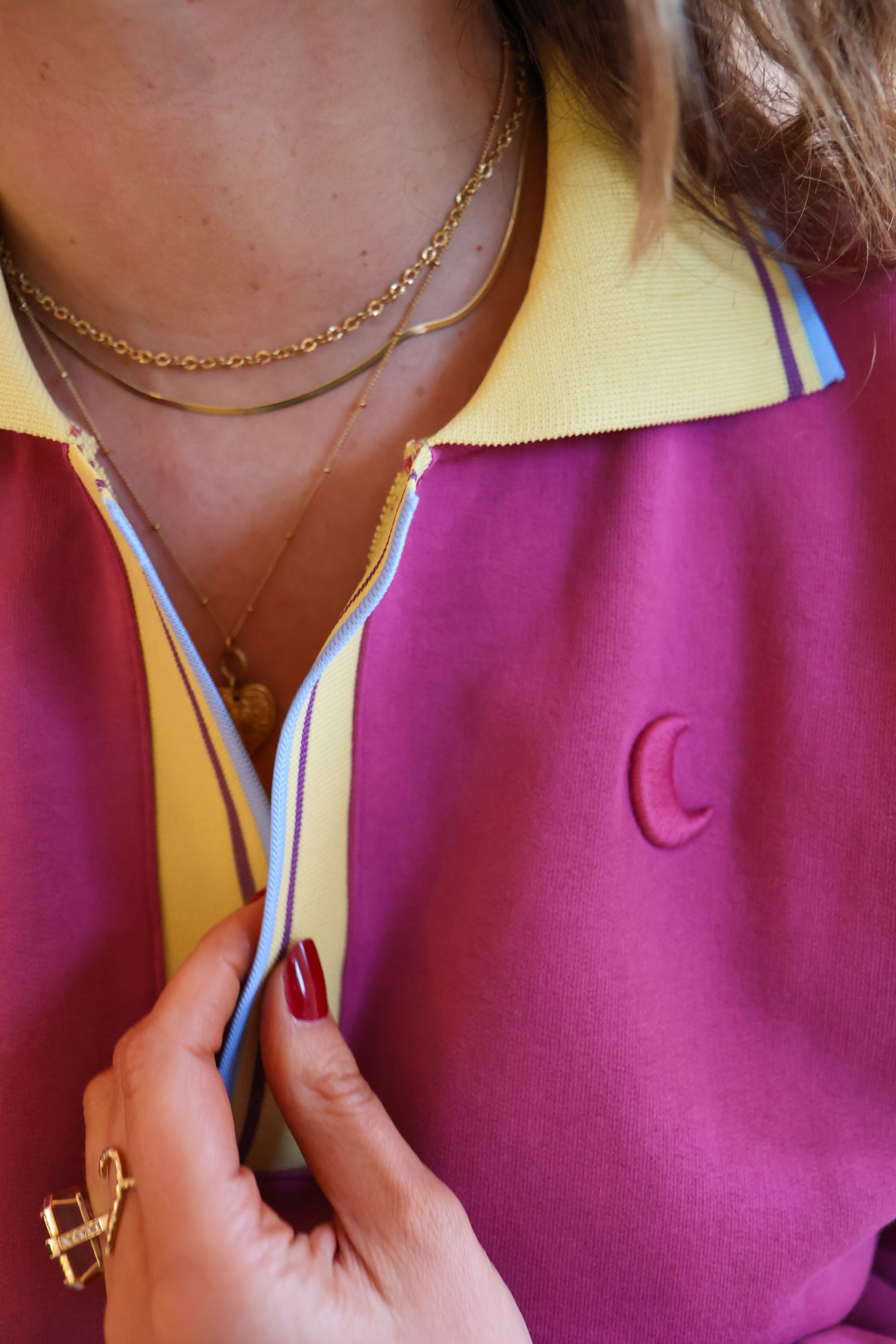 Ella and Rapha Moon polo felpa rosa donna berry pink