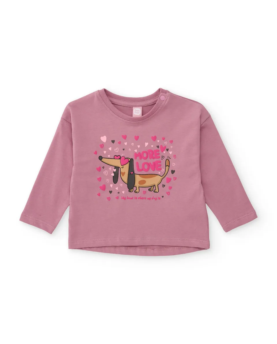 Tuc tuc maglia bambina rosa bassotto maniche lunghe