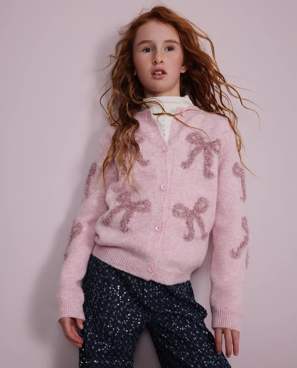 Tuc Tuc cardigan bambina rosa fiocchi bottoni
