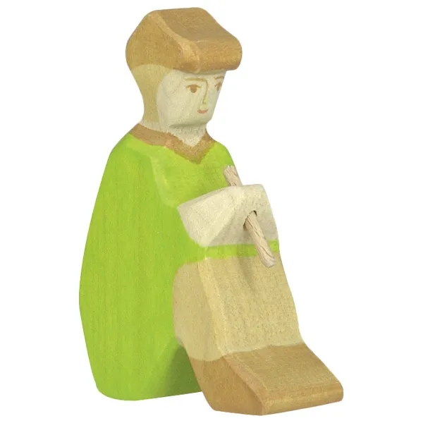 Holztiger Pastore con Flauto Figura Legno 9 cm