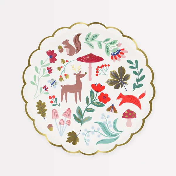 Meri Meri Woodland set 8 piatti carta