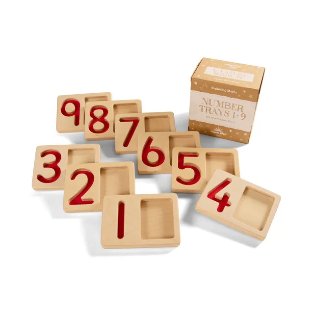 Yellow Door Tavole Tattili Numeri 1-9 vassoio legno 9 cm