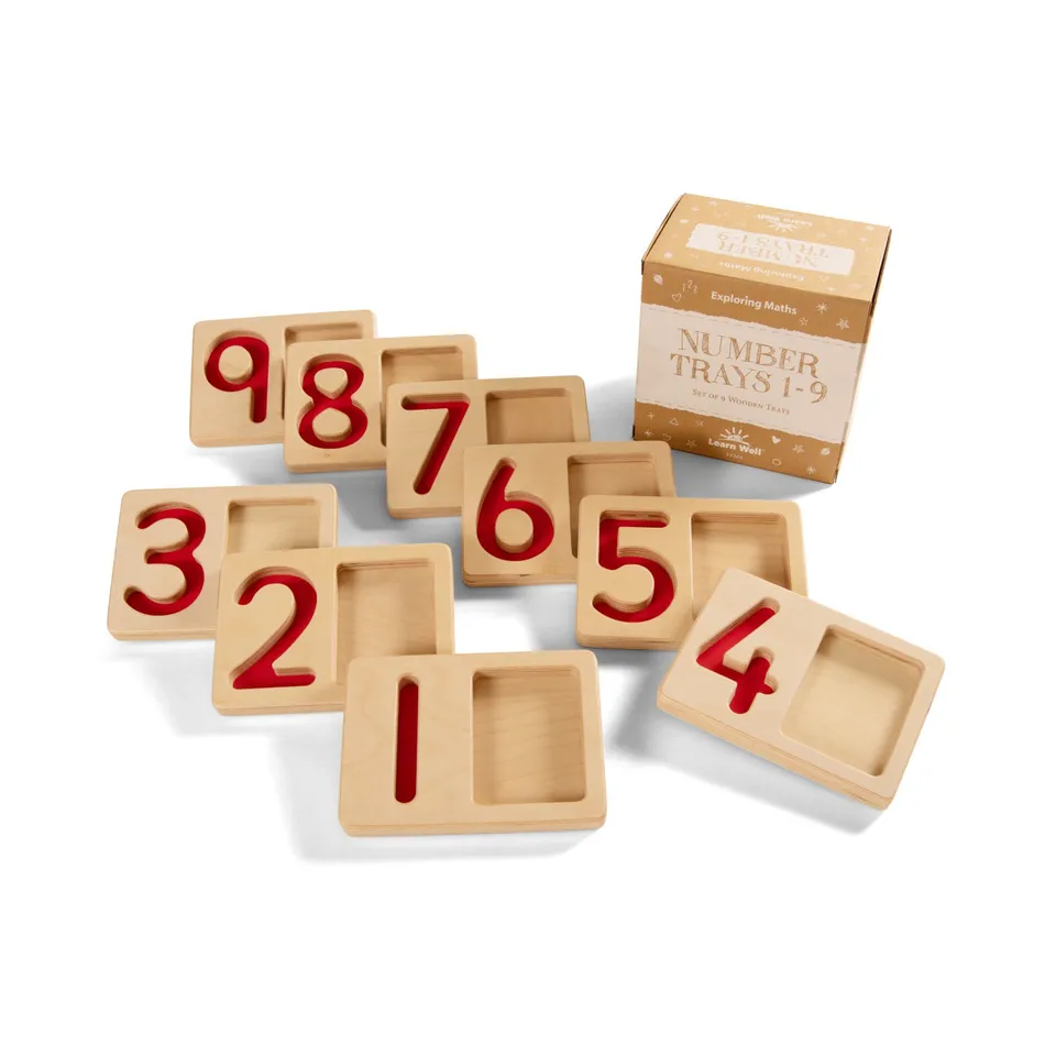 Yellow Door Tavole Tattili Numeri 1-9 vassoio legno 9 cm