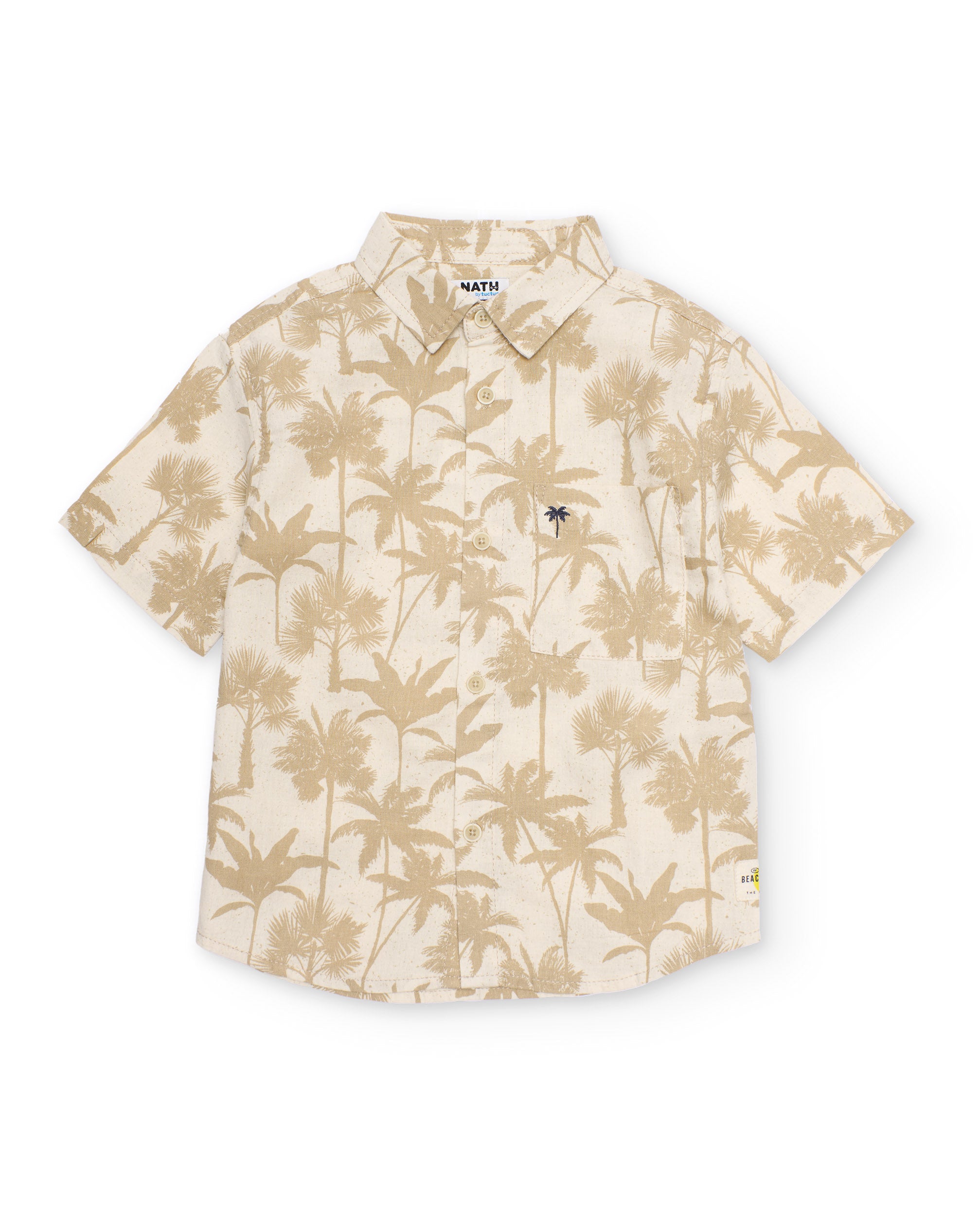 Tuc Tuc camicia bambino beige palme manica corta estiva