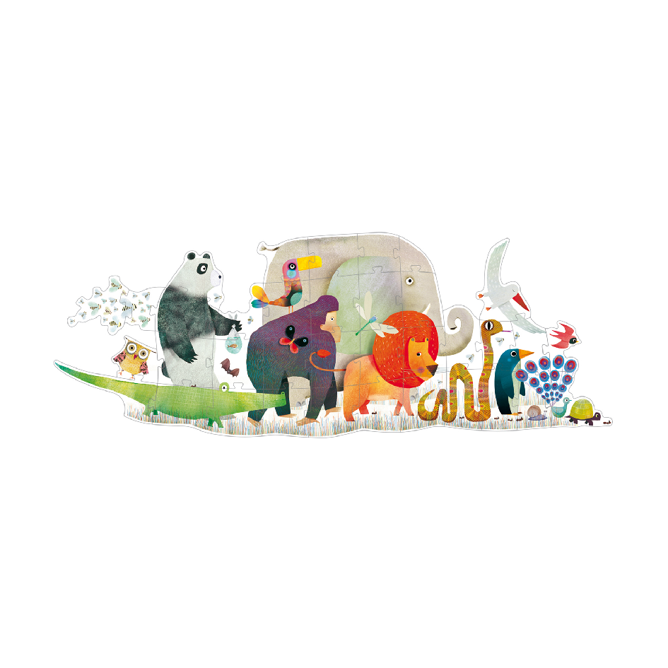 Djeco Parata degli Animali Puzzle Gigante 36 Pezzi 4 Anni