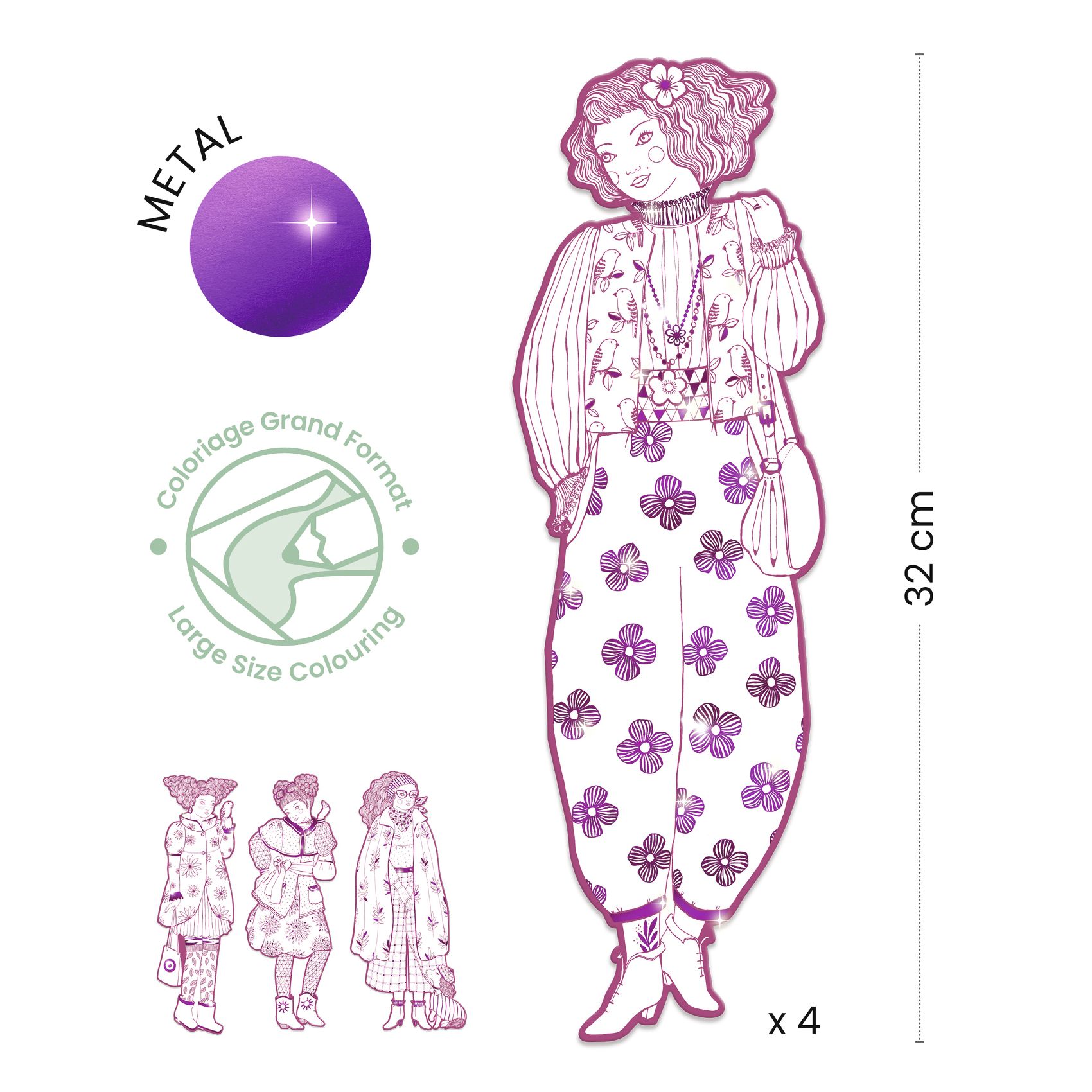 Djeco Rosemary & Friends set 4 sagome da colorare carta