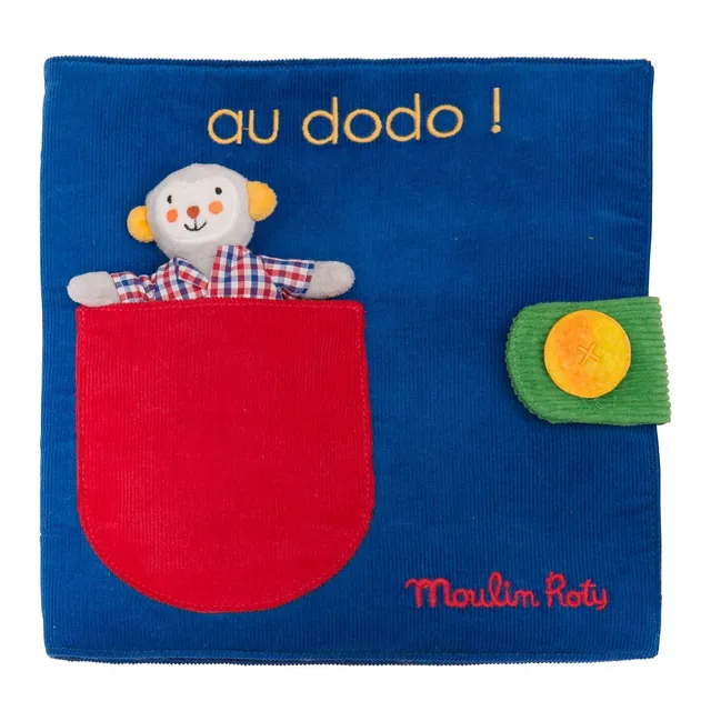 Moulin Roty Popipop libro attività stoffa con pupazzo