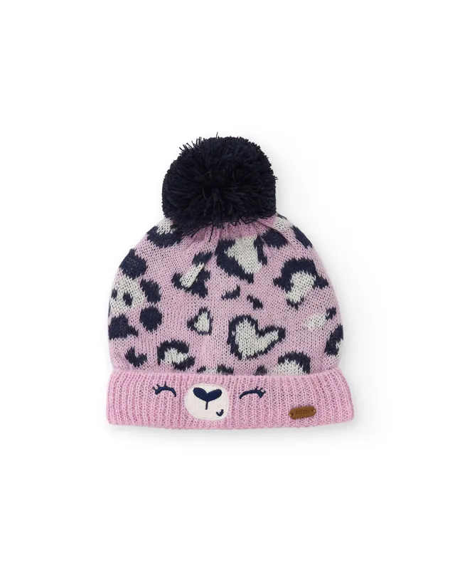 Tuc Tuc cappello bambina rosa animal print pon pon