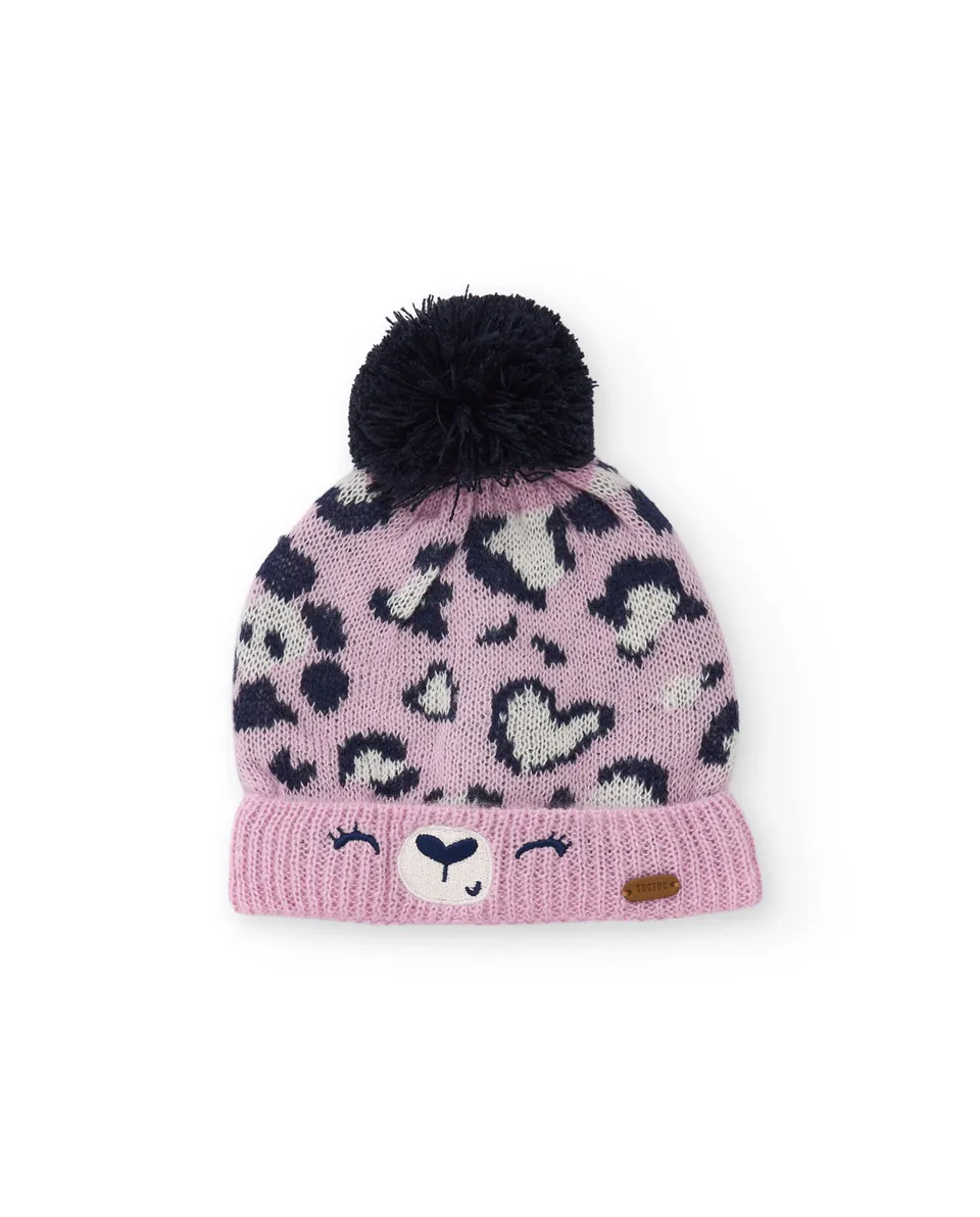 Tuc Tuc cappello bambina rosa animal print pon pon