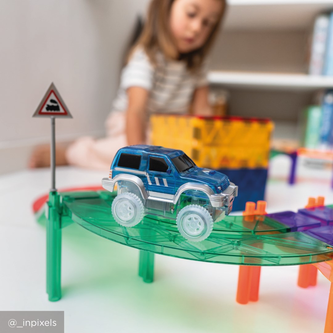 Cleverclixx Race Track Car macchinina blu con luci