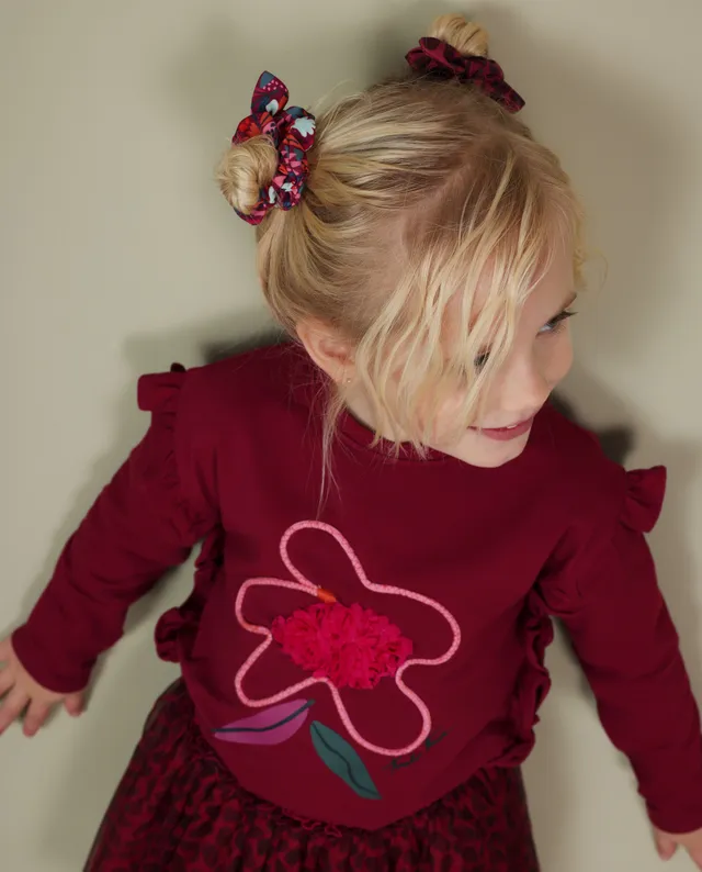 Tuc Tuc maglietta bambina bordeaux volant fiori