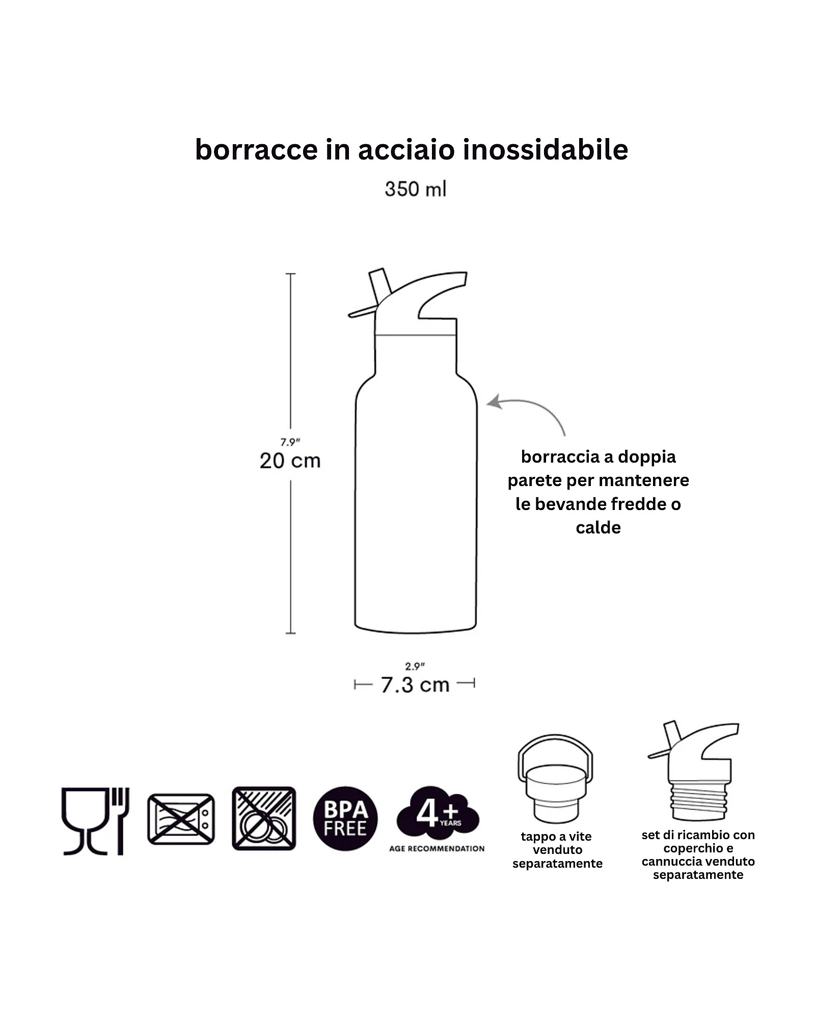 A Little Lovely Company Dino Borraccia Termica 350 ml