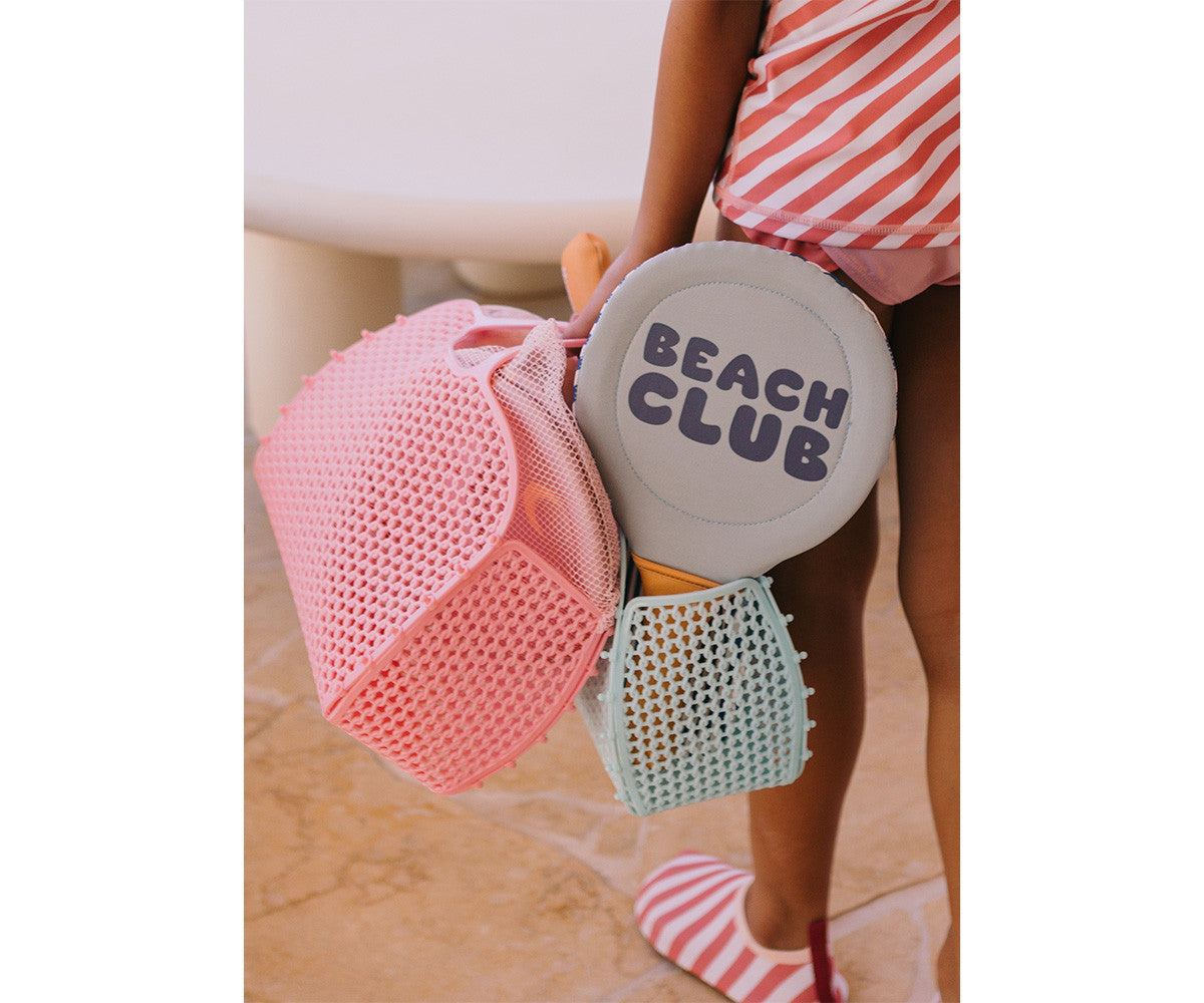 Monnëka Retro Vintage borsa spiaggia bimbo blu rete