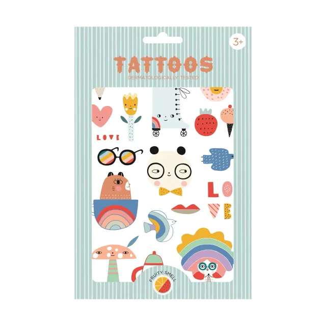 Petit Monkey Panda Love tatuaggi bambini 2 fogli animali