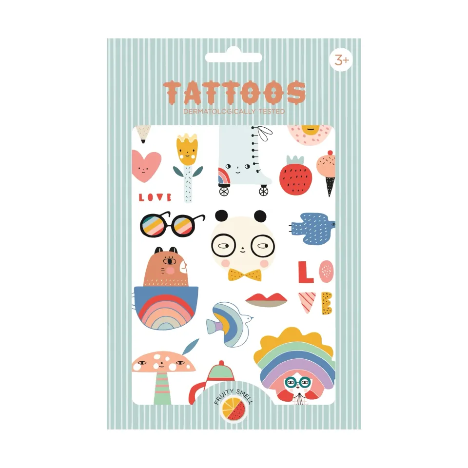 Petit Monkey Panda Love tatuaggi bambini 2 fogli animali
