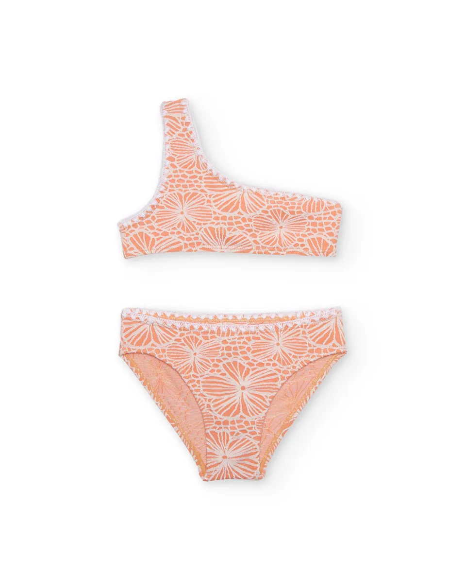Tuc Tuc Bikini Bimba Arancione Fiori Rilievo