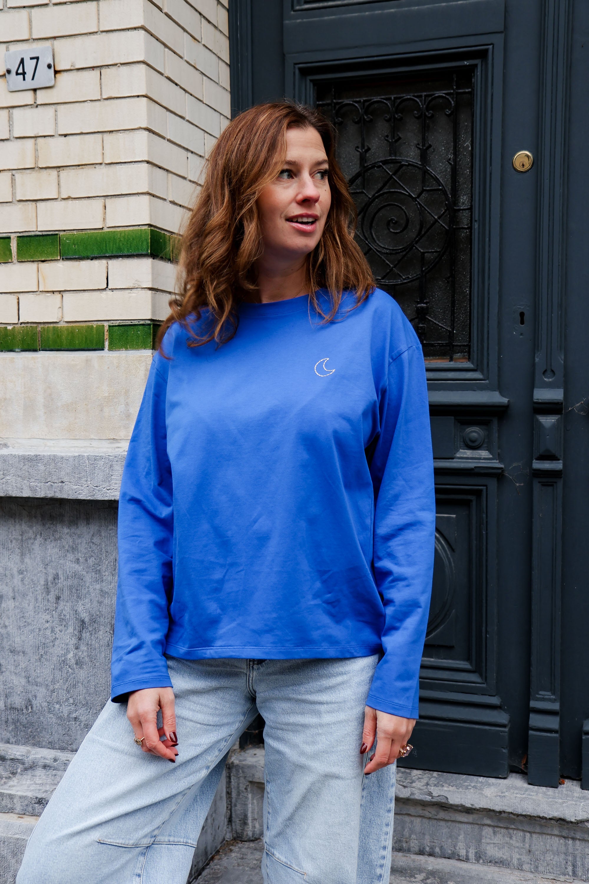 Ella and Rapha Moon maglia maniche lunghe blu cotone