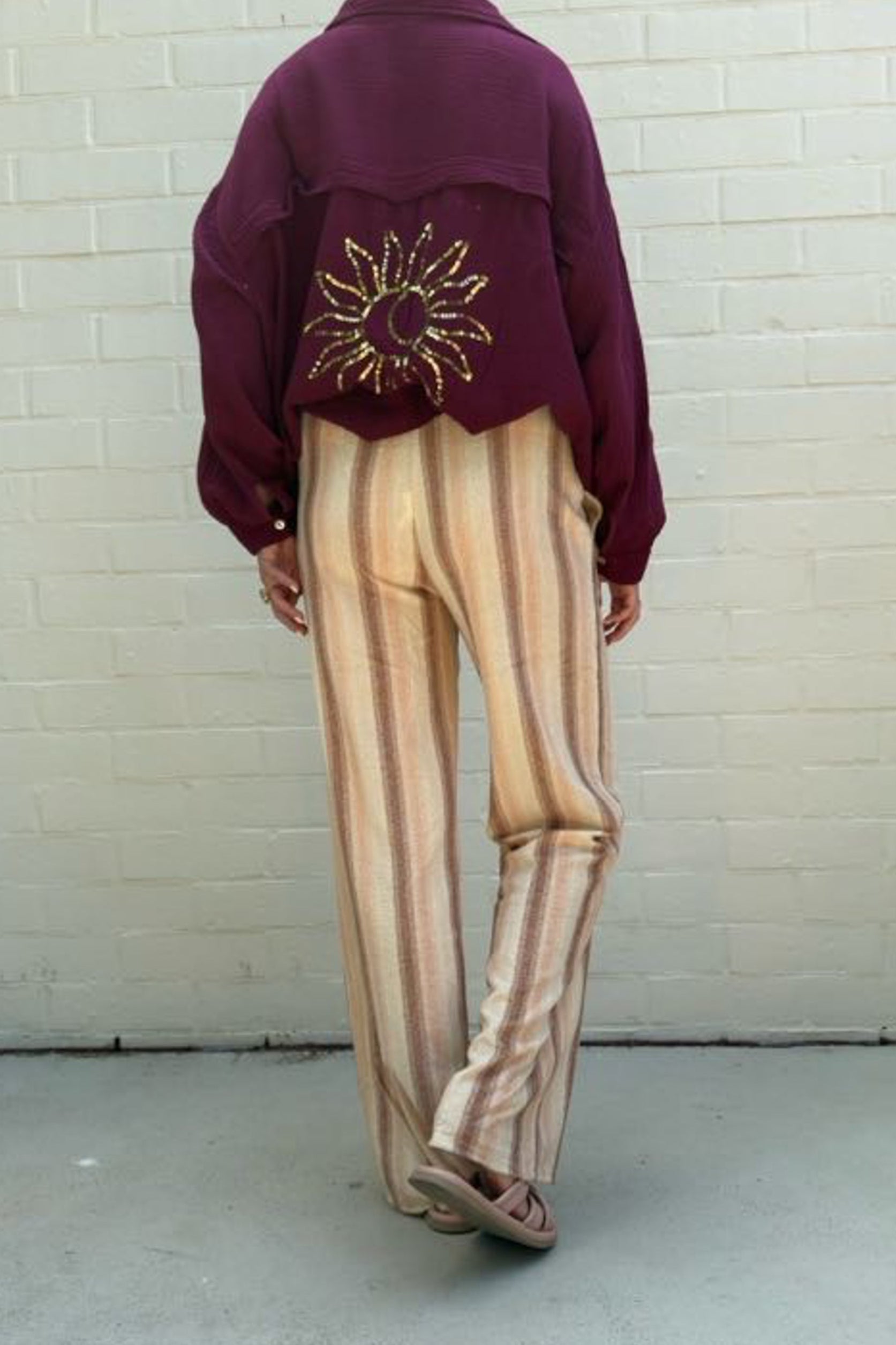 Ella and Rapha Olivia pantaloni mocca righe spugna lunghi