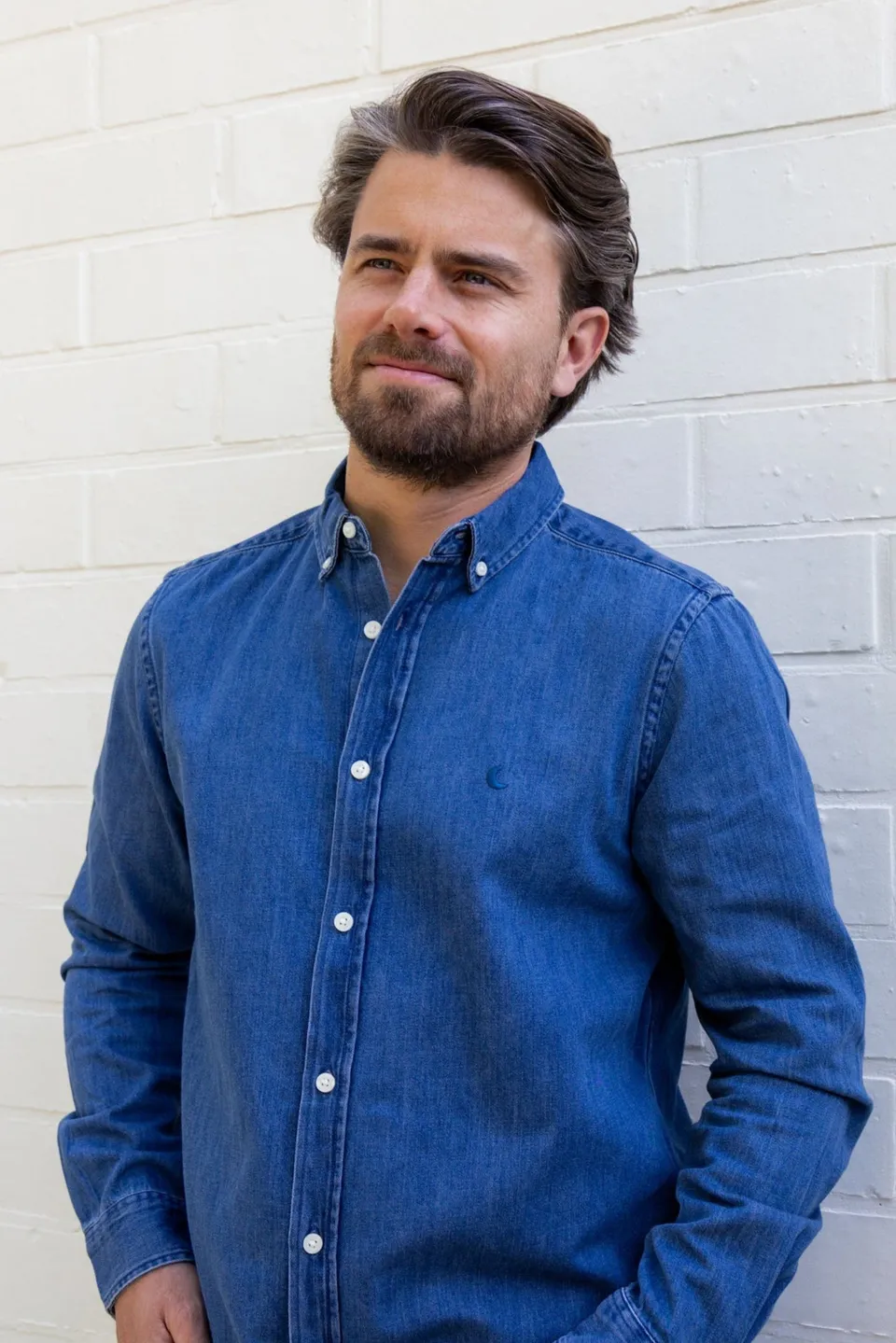 Ella and Rapha Moon camicia uomo denim blu leggera