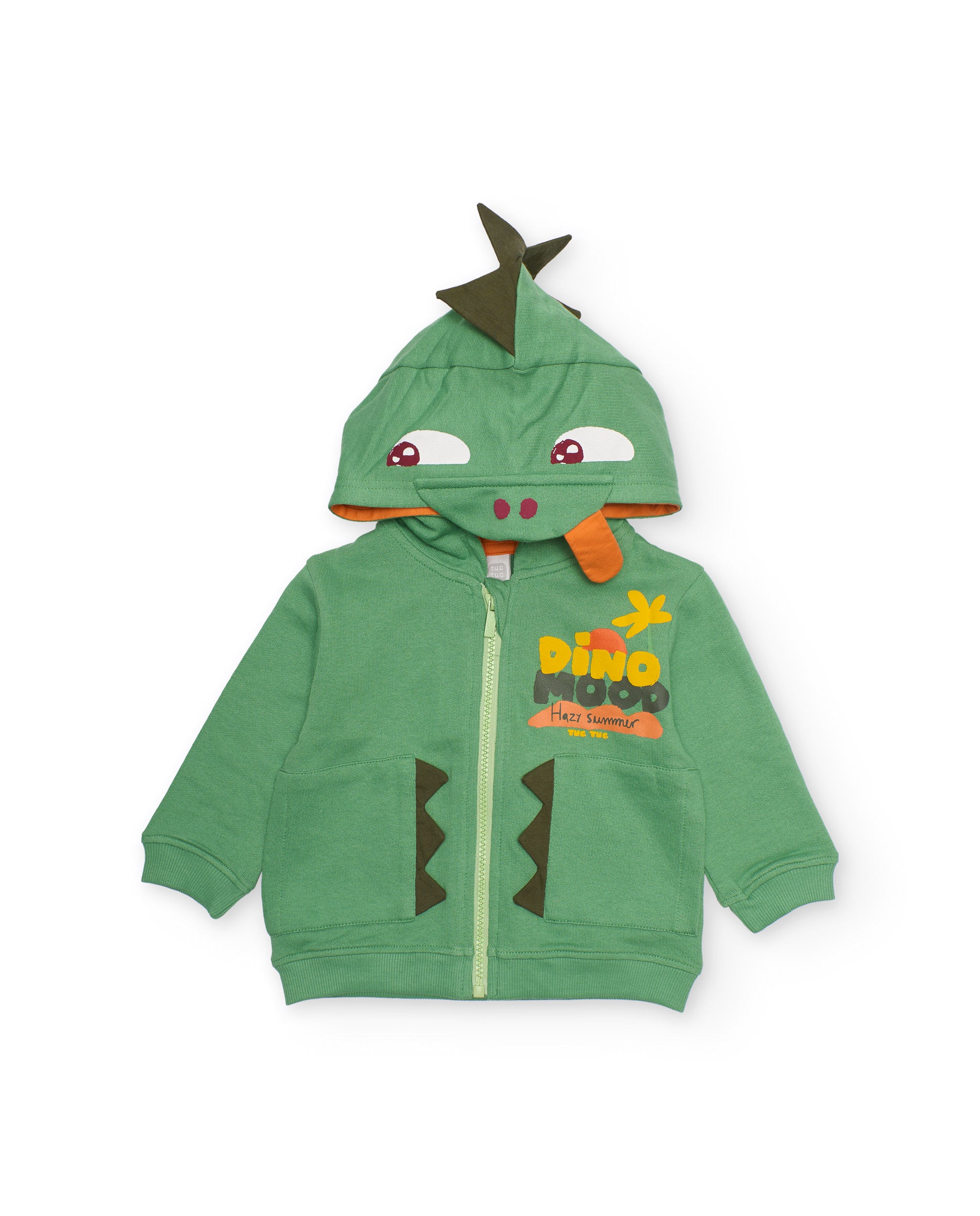 Tuc Tuc felpa bimbo con cappuccio dinosauro verde