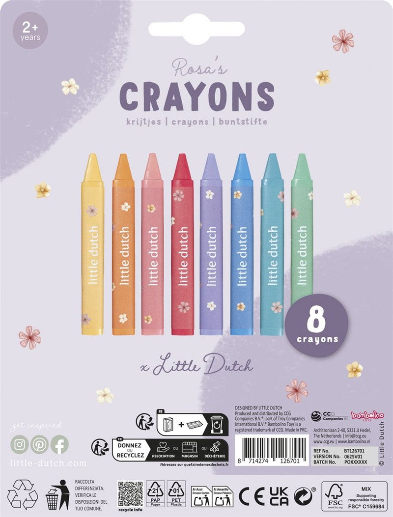 Little Dutch Rosa pastelli a cera triangolari 8 pz
