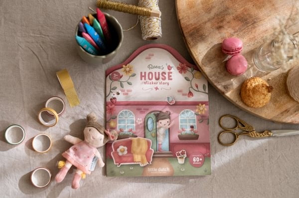 Little Dutch Rosa libro sticker riutilizzabili casa