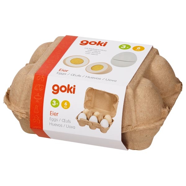 Goki Set 6 uova in legno con velcro