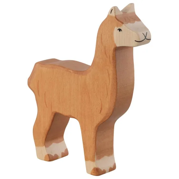 Holztiger Alpaca figura in legno dipinta a mano