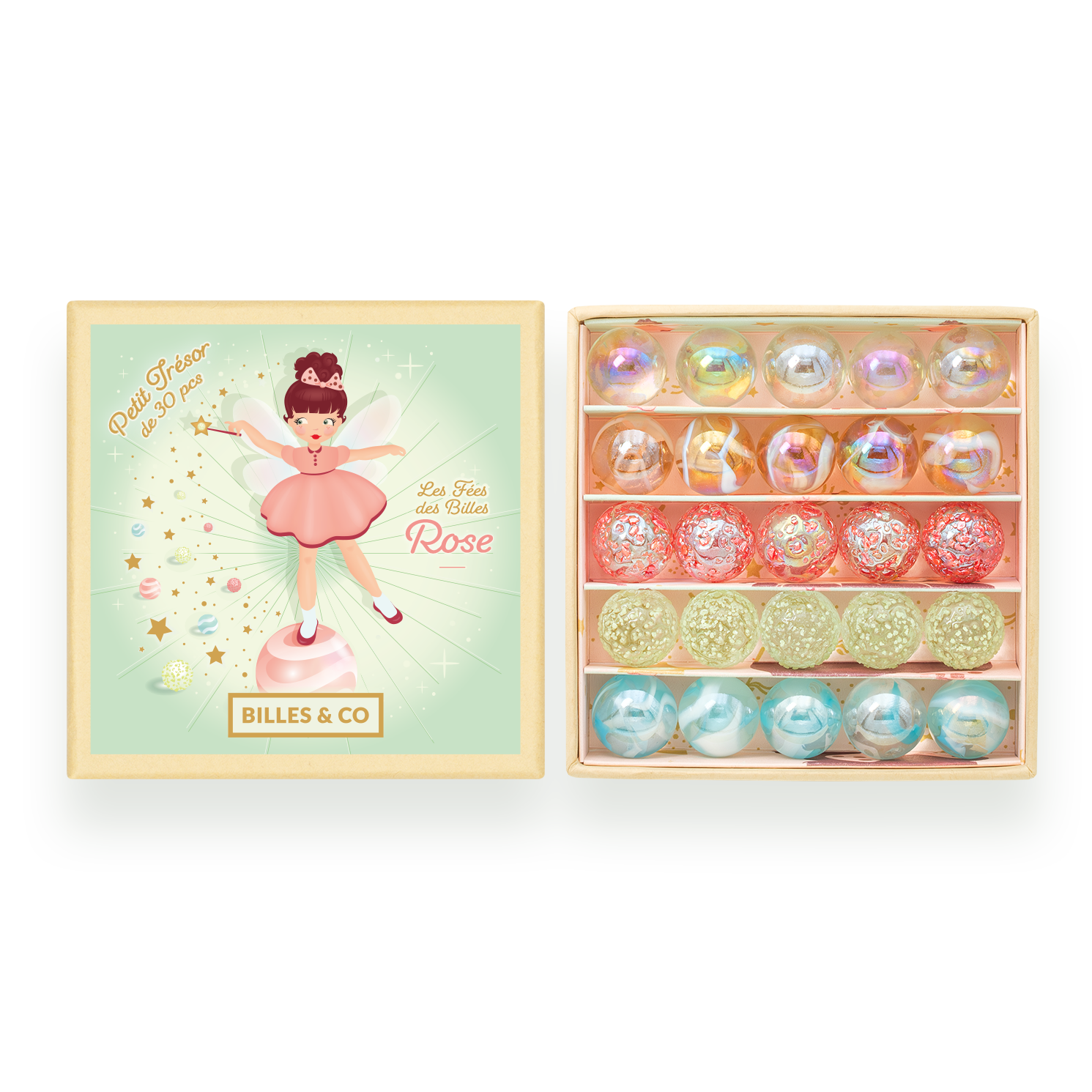 Billes & Co Rose Fairy scatola mini biglie vetro 25 pz