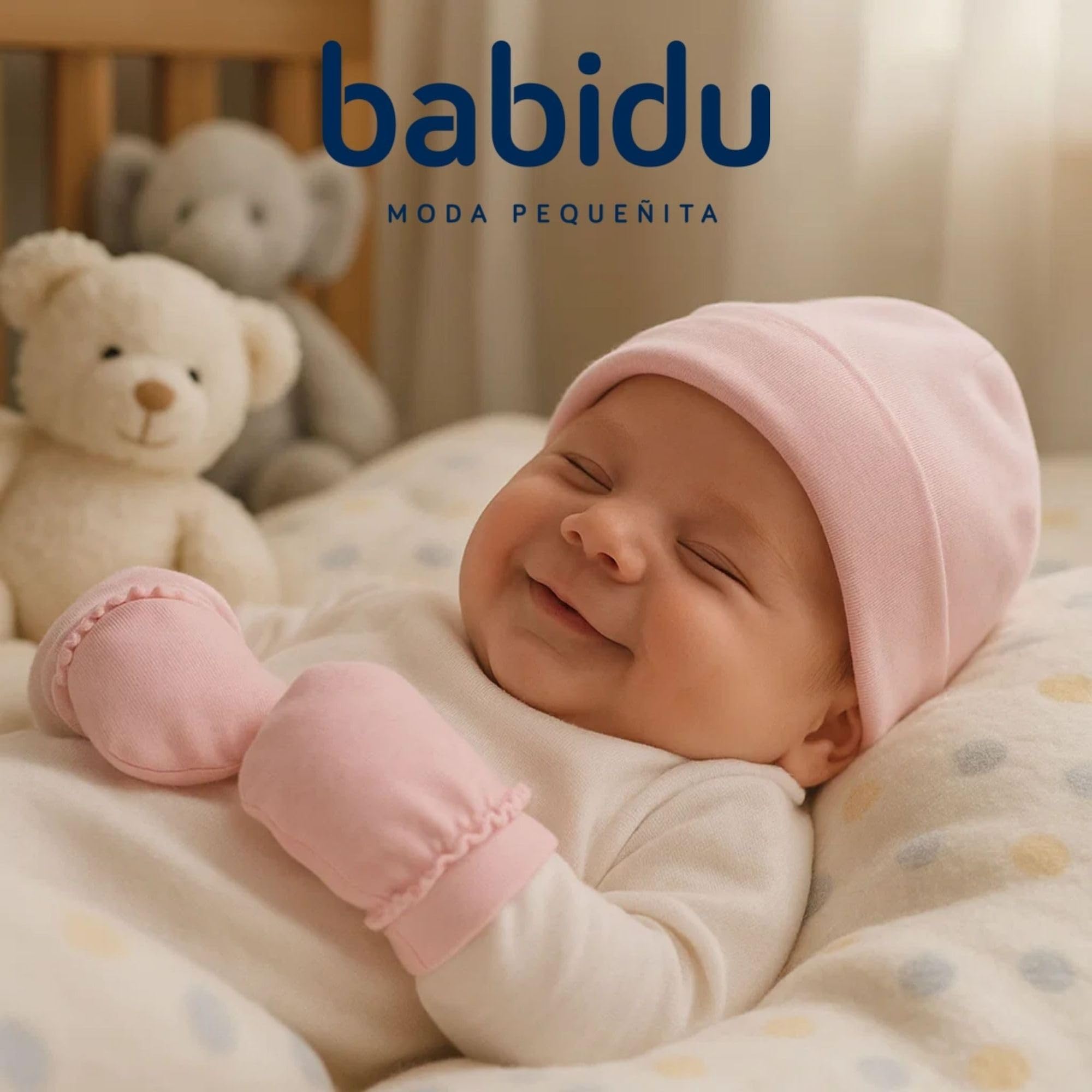 Babidu 9288 set cappello e guanti neonato cotone