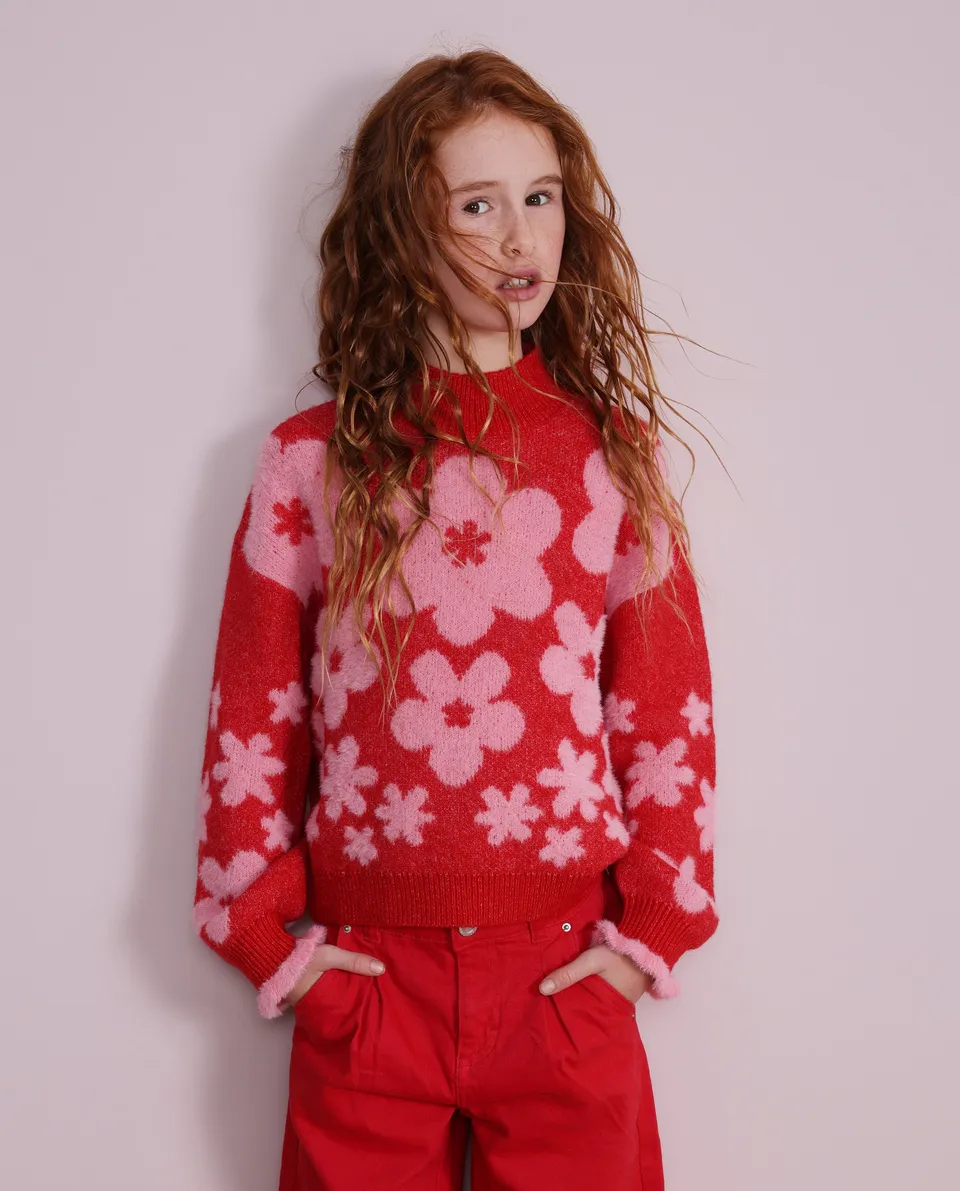 Tuc Tuc Floral Symphony maglione bambina fiori rosso