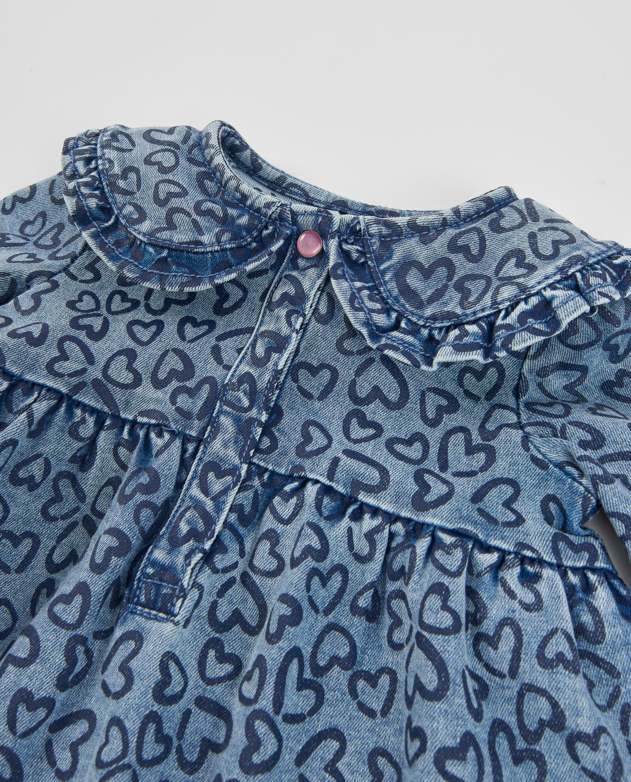 Tuc Tuc vestito bimba denim azzurro stampa cuori
