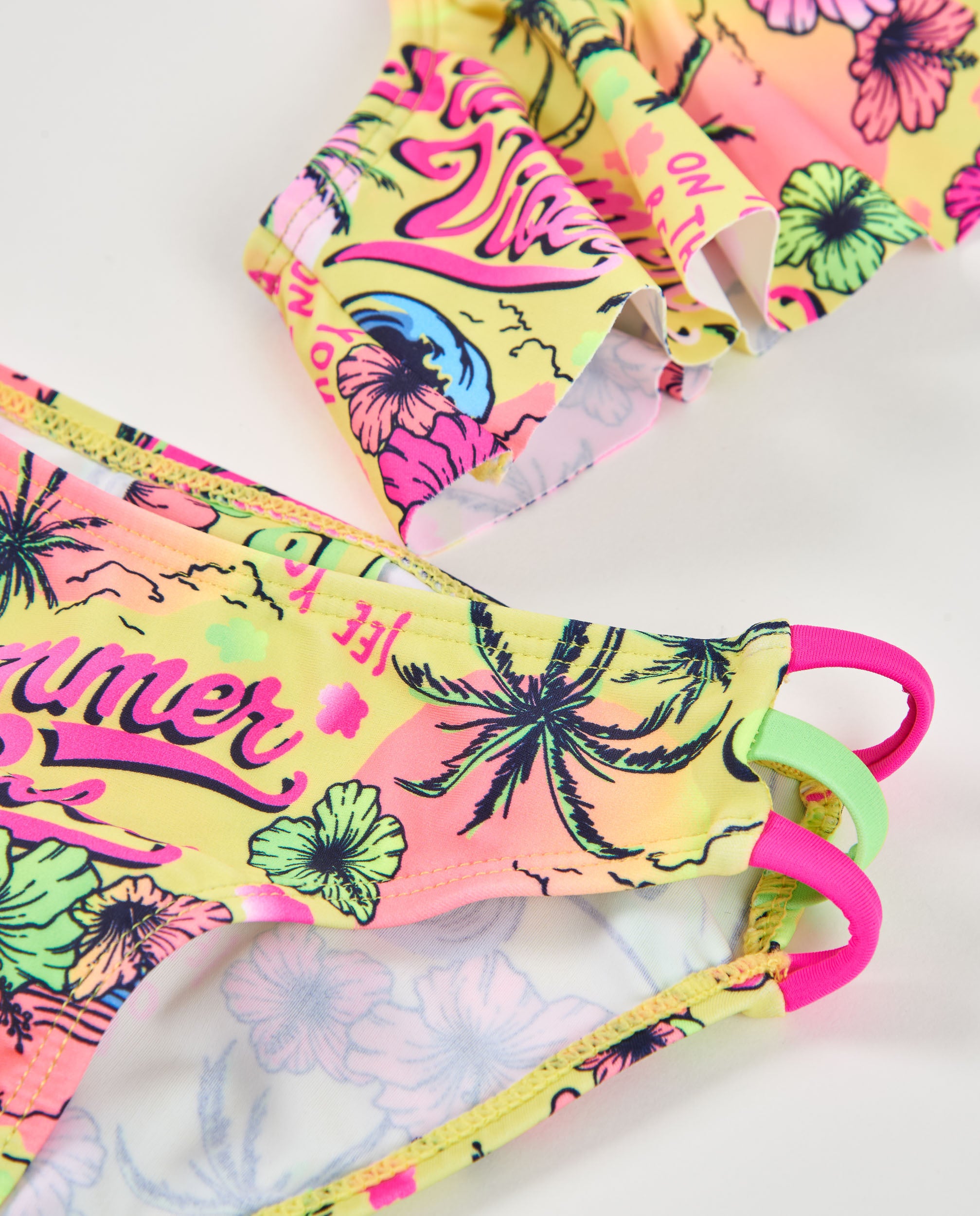 Tuc Tuc Bikini Bambina Tropicale Giallo con Volant
