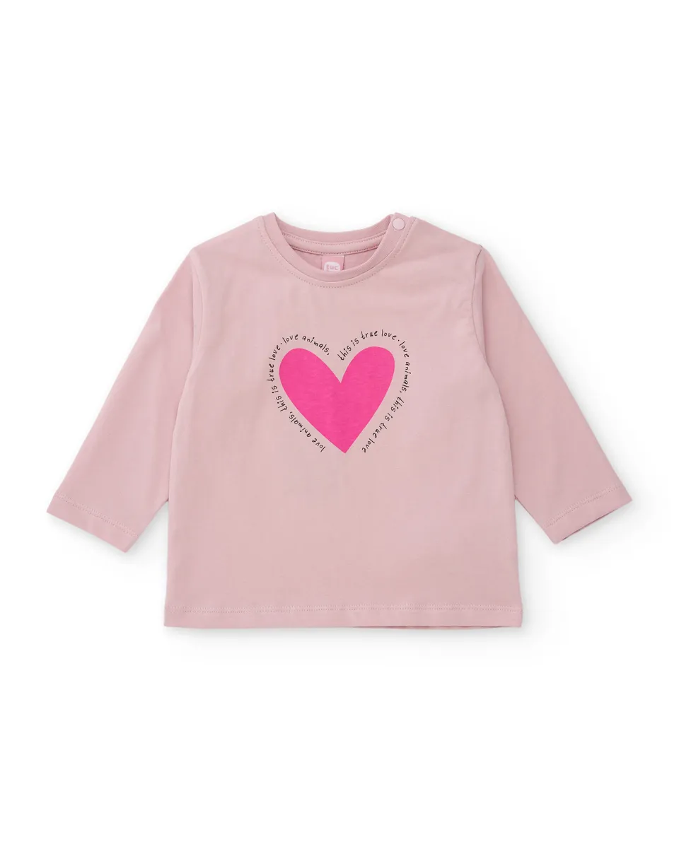 Tuc Tuc maglia bambina cuore manica lunga rosa