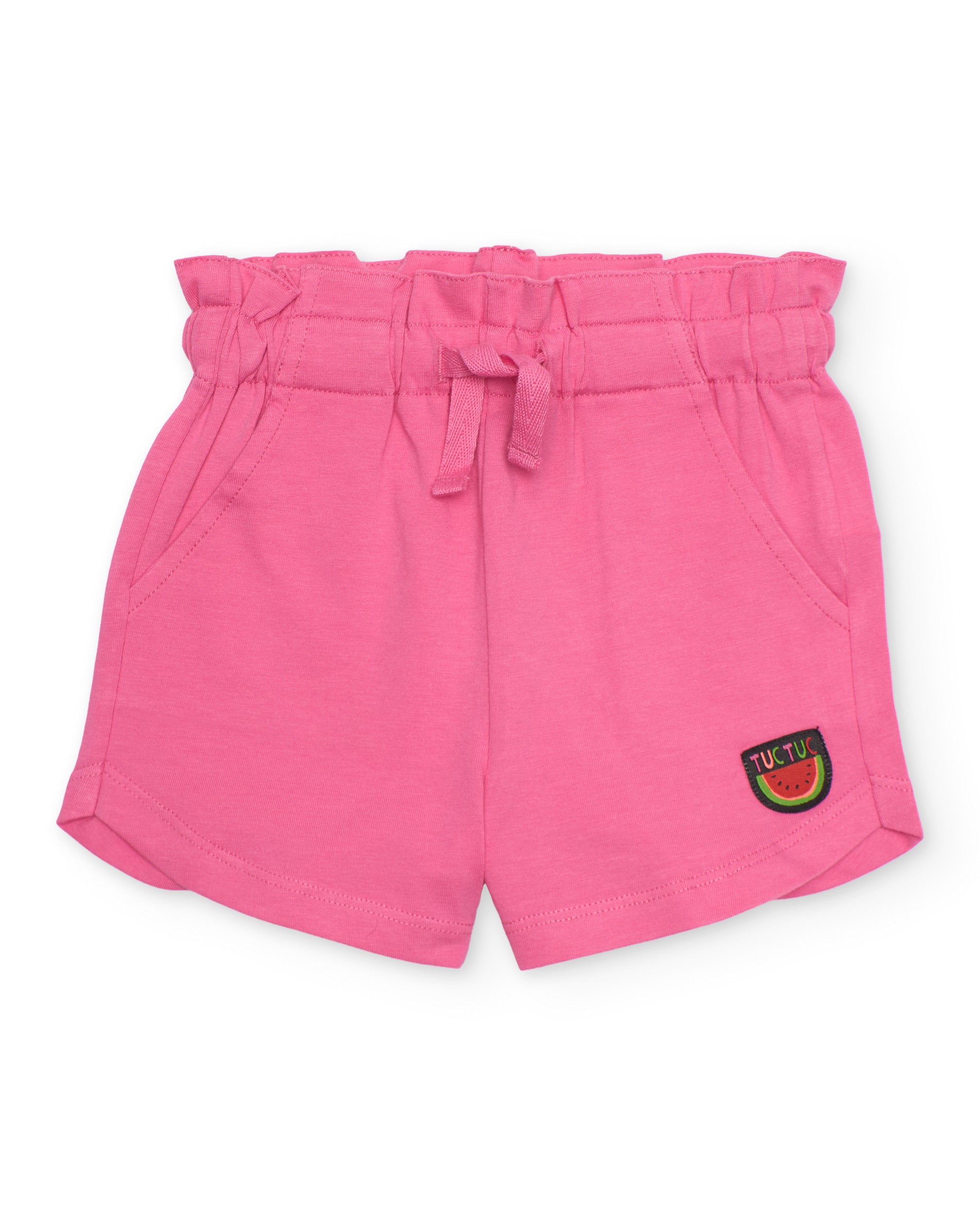 Tuc Tuc pantaloncini corti bambina rosa con ricamo anguria