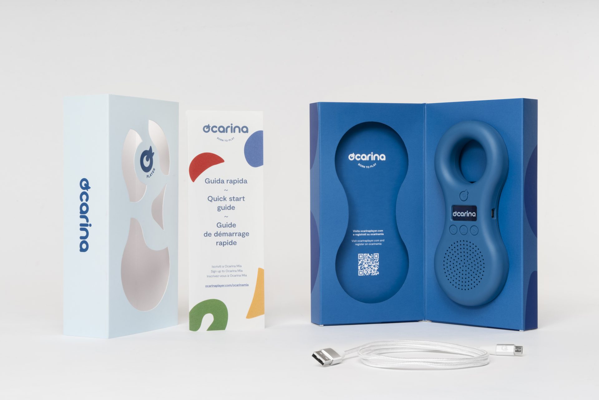 Ocarina lettore MP3 bambini 8GB blu con fiabe e musiche