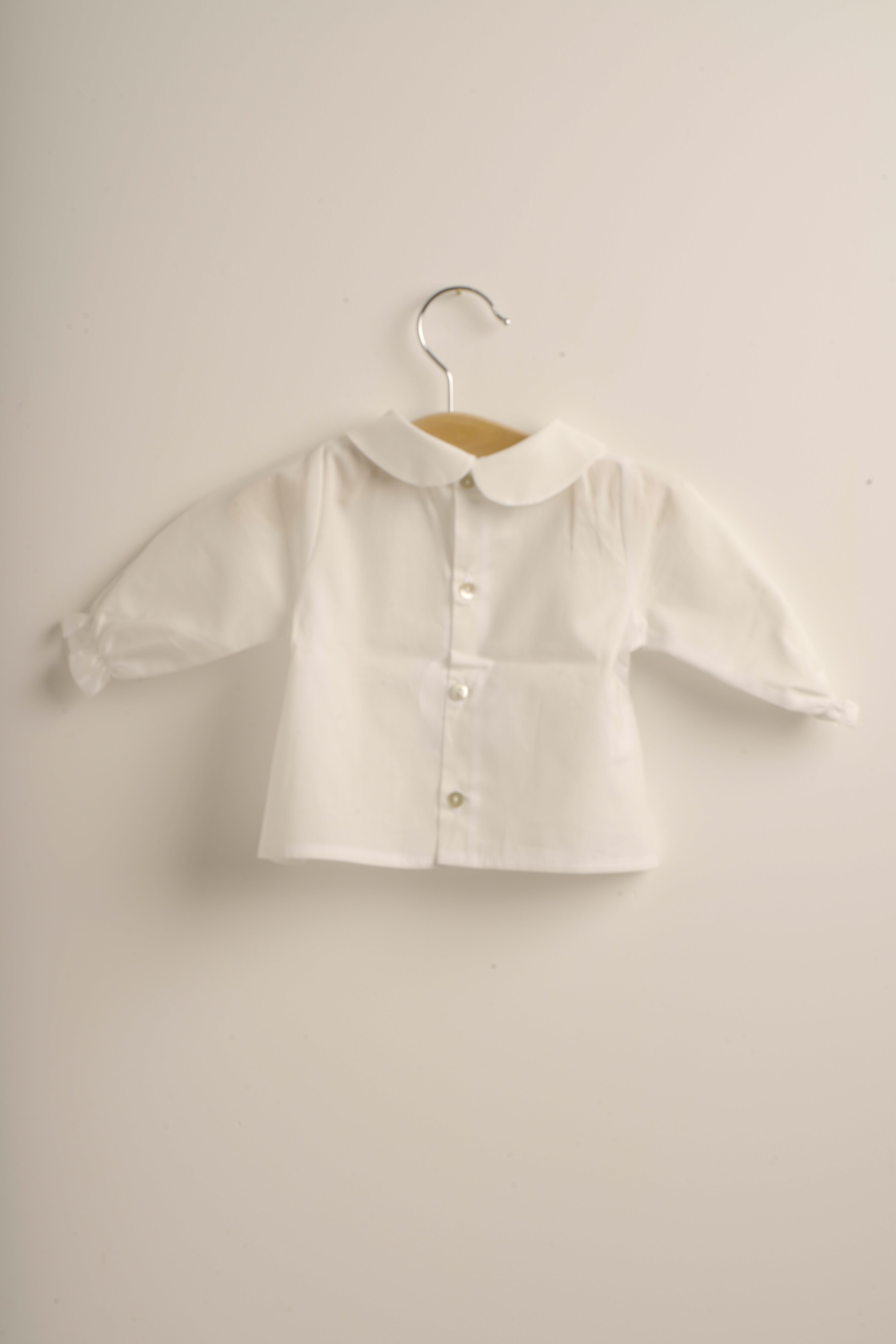 Mebi blusa neonata manica lunga collo tondo bianca cotone