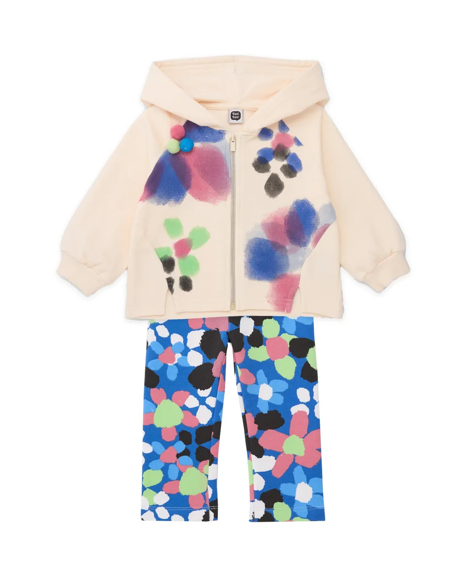 Tuc tuc completo felpa bambina leggings crudo fiori