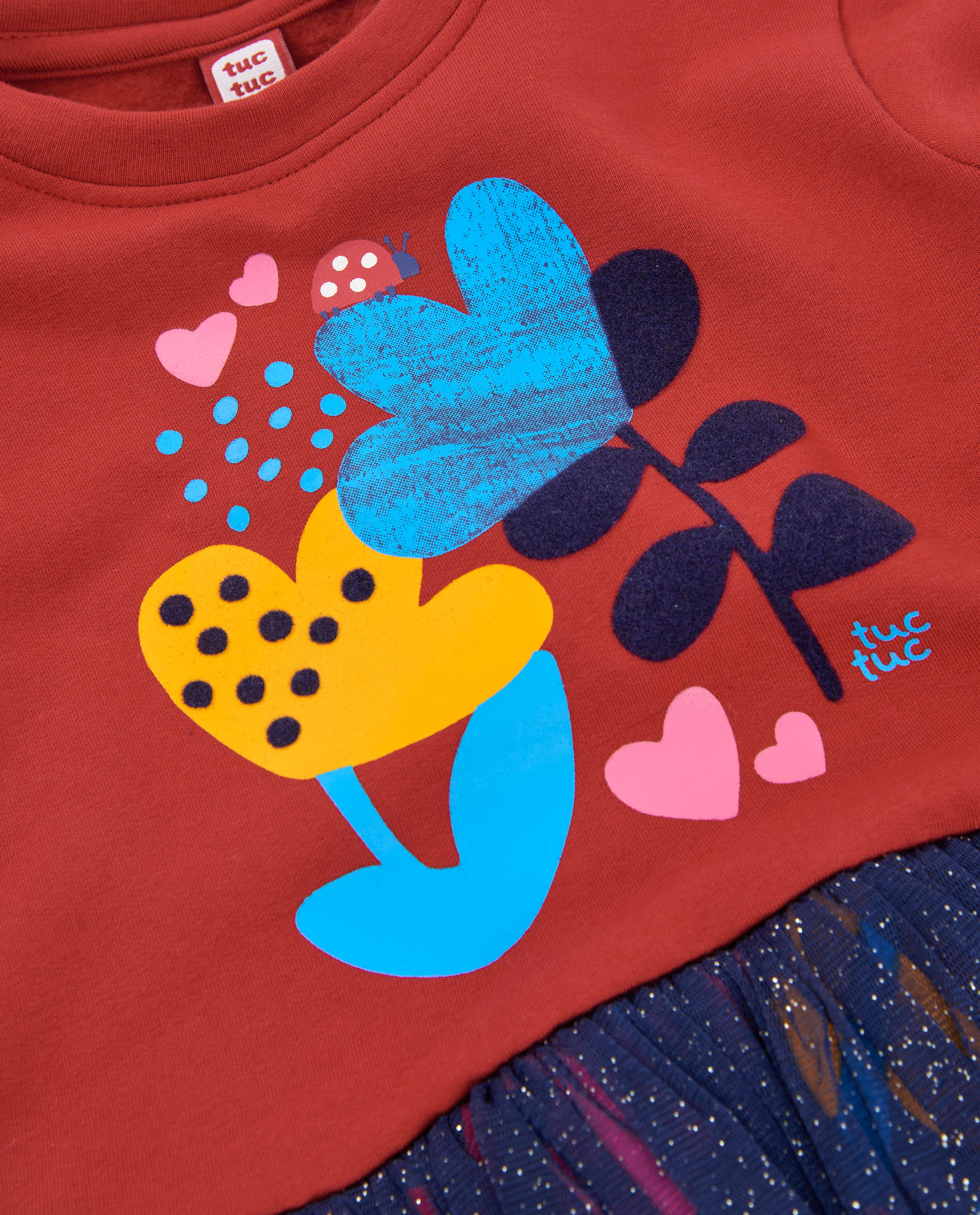 Tuc tuc vestito bambina rosso con stampa fiori